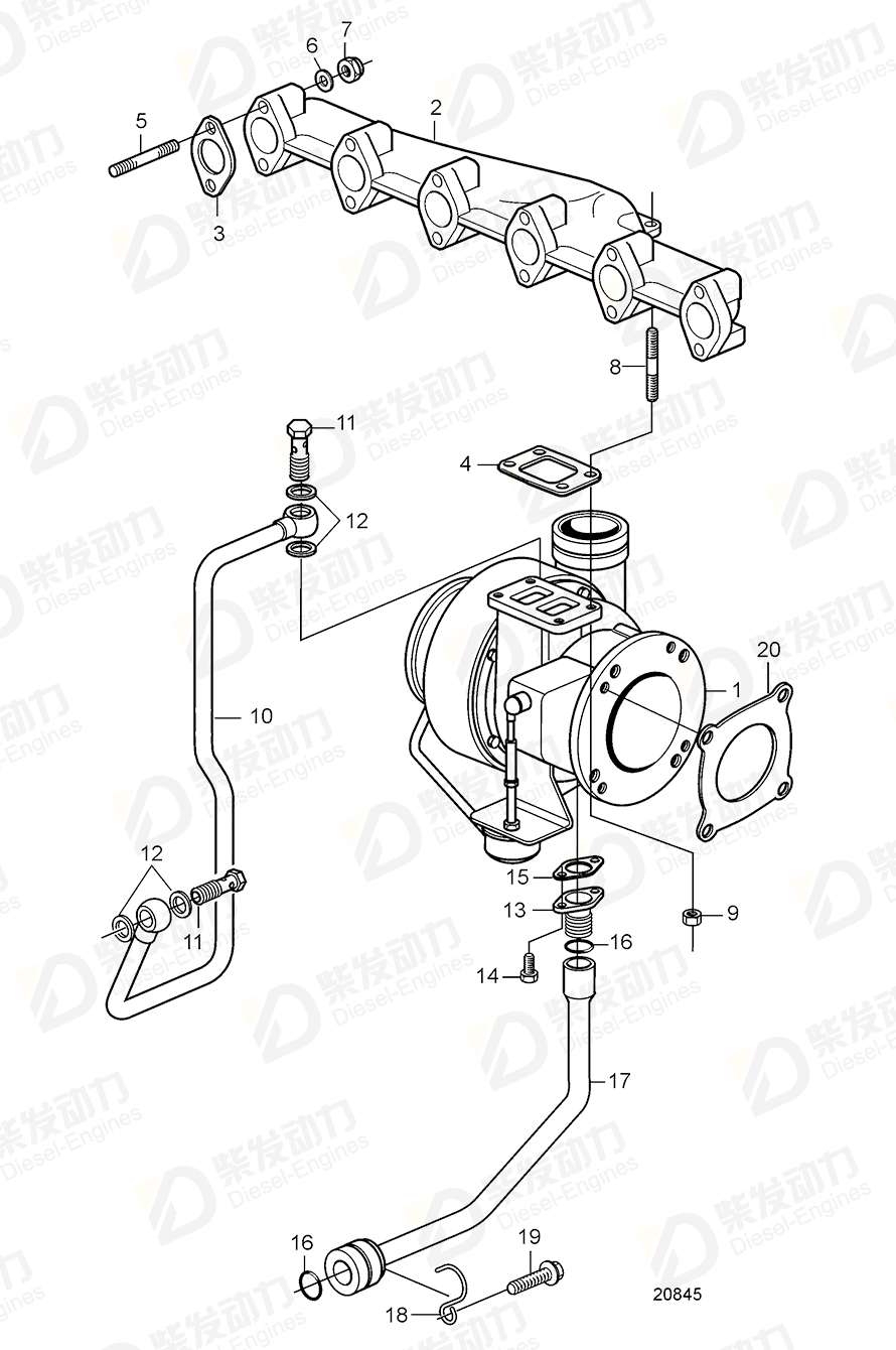 VOLVO Turbocharger 3802190 Drawing